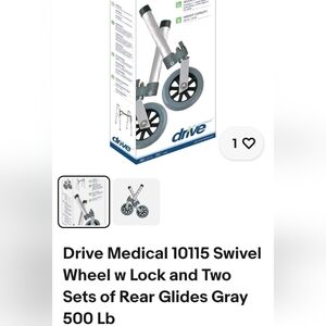 Swivel Wheel with Lock and Rear Glides - Gray